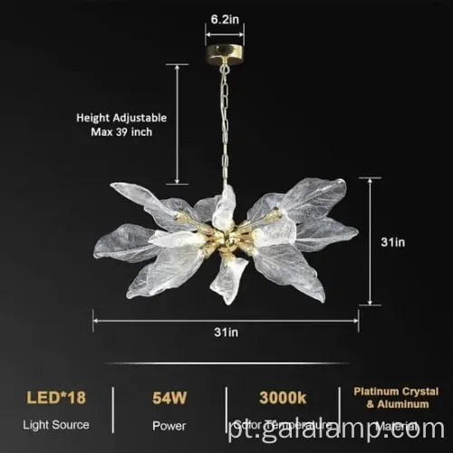 Mesa de jantar de luminária de luminária pendurada no estilo de filial elegante